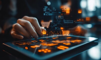 Digital B2B Marketing Strategy: Business Professional Using Laptop for Institutional e-Commerce and Supply Chain Management, Generative AI