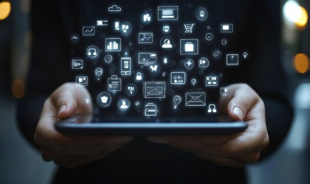 Digital B2B Marketing Strategy: Business Professional Using Laptop for Institutional e-Commerce and Supply Chain Management, Generative AI