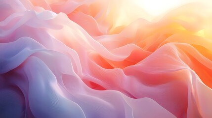 Fototapeta premium A soft and ethereal abstract landscape of flowing pastel colors, blending shades of pink, purple, and orange, evoking a sense of tranquility and dreaminess.
