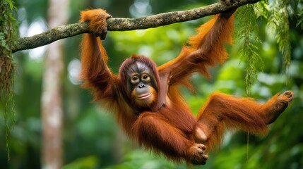 Fototapeta premium Tapanuli Orangutan Among the Lush Rainforest