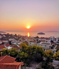 Fototapeta premium Tolo, Greece. Sunrise and beautyful view from hotel room.