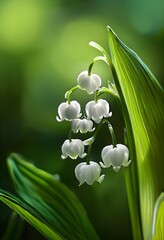 Obraz premium lily of the valley (Convallaria majalis), highlighting the tiny