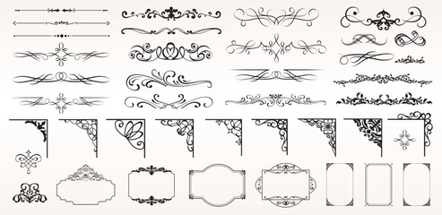 Ornate frames and border. Decorative scroll elements. Vintage ornamental frame, vector decorate..eps