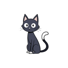 Vector illustration of a seated cat with a curled tail