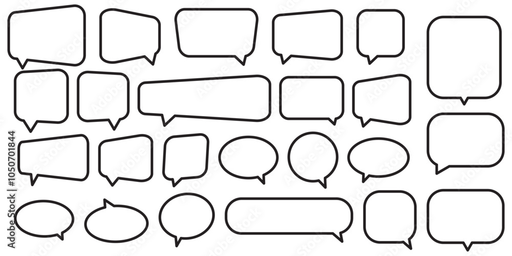 Poster collection of line icons of speech bubble. editable stroke. minimalistic linear pictogram for design