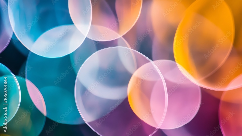 Aufkleber A cascade of overlapping circles in diverse colors, symbolizing the unity and harmony within diversity, photography style