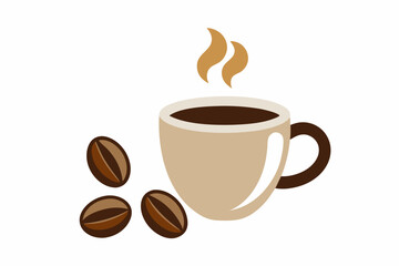 National Coffee Day Coffee Beans and Cup Vector Illustration