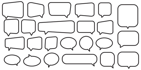 Obraz premium Collection of Line Icons of Speech Bubble. Editable Stroke. Minimalistic Linear Pictogram for Design of Cards, Apps, Banners, Posts