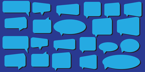 Big set of speech bubbles. Collection of colorful speech balloon, chat bubble or dialog boxes on white background. Different Speech bubbles for talk, dialogue, decoration. Vector illustration 