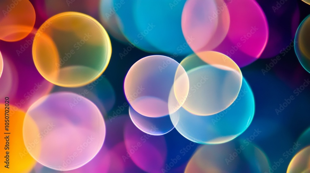 Aufkleber A cascade of overlapping circles in diverse colors, symbolizing the unity and harmony within diversity, photography style