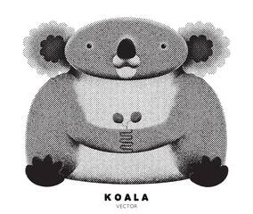 Cute koala. Australian animal. Graphic ink pointillism technique