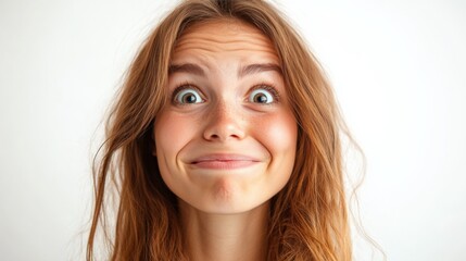 Fototapeta premium Cheerful Young Woman with Freckles