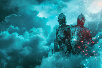 Fototapeta premium Medieval Knights in a Digital Realm