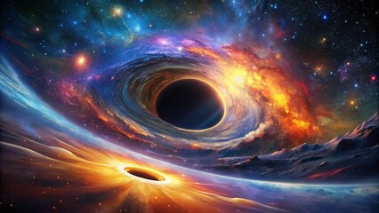 Stunning Black Hole and Event Horizon in Space - Captivating Cosmic Landscape Photography