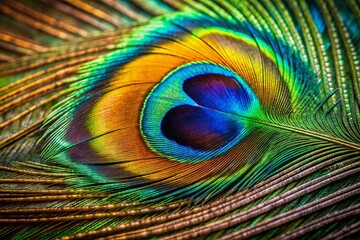 Stunning Double Exposure of a Peacock Feather Blending Vibrant Green, Blue, Black, and Brown Tones for Nature