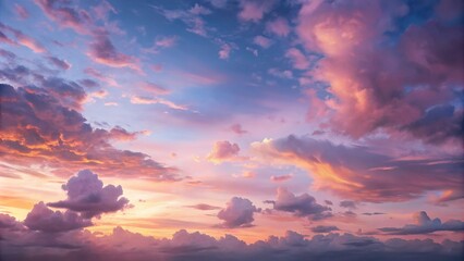 Fototapeta premium Lilac and Pink Sunset or Sunrise Sky with Clouds 