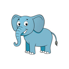 Obraz premium Standing Elephant Cartoon Vector with Tusks