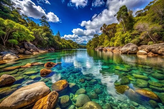 Stunning HDR of Rocks Underwater and Above in Dumbea River, New Caledonia &ndash; Clear Water Showcase