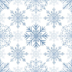 Fototapeta premium Hand drawn watercolour snowflakes, vector, white background. Seamless floral pattern-459.
