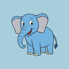 Standing Elephant Cartoon Vector with Tusks