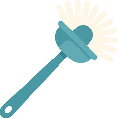 This vector illustration features a blue cleaning brush with white bristles, perfect for representing cleaning and housework