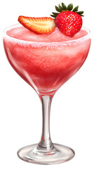 Isolated Transparent PNG of Frozen Strawberry Daiquiri served in a classic margarita glass
