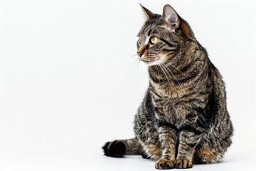 Obraz premium A cat is sitting on a white background