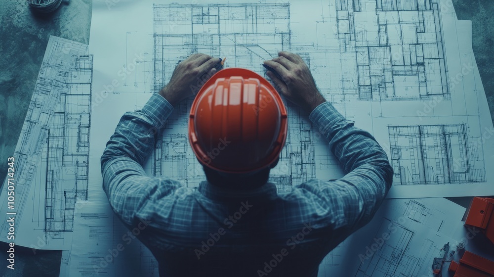 Poster blueprints and planning the role of an architect in modern building design