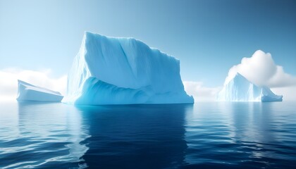 Majestic Icebergs Floating in Tranquil Ocean Waters