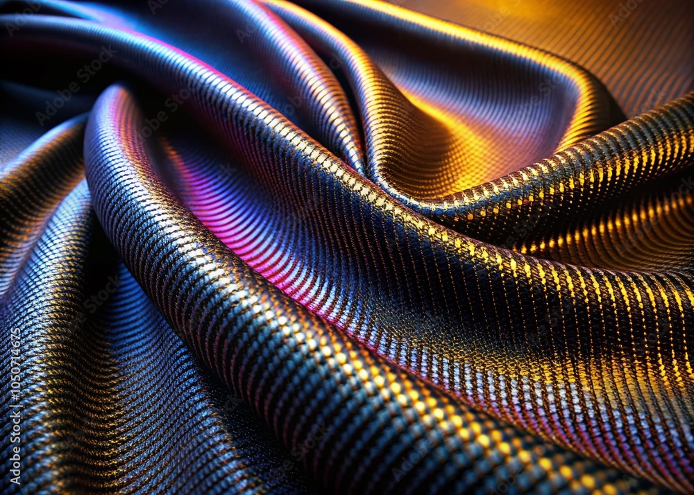 Poster surreal deep black carbon fabric texture with rotating lighting animation for abstract art