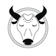 Zodiac horoscope. Taurus astrological icon symbol. Stylized star sign esoteric. Simple line vector illustration