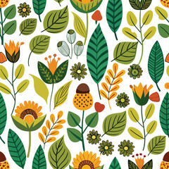 Multicolor leaves seamless pattern background. Natural seamless pattern.