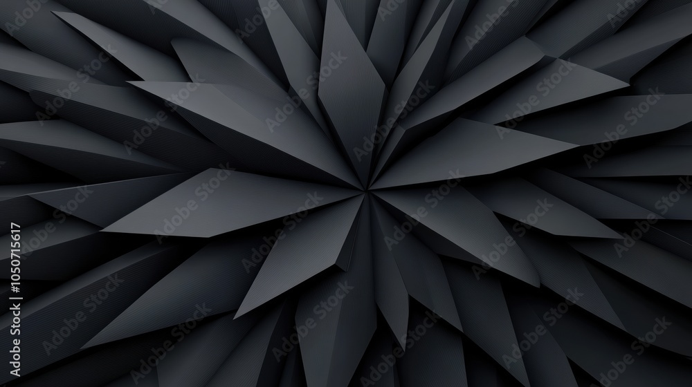 Poster abstract geometric pattern with sharp, angular shapes in dark tones, ai
