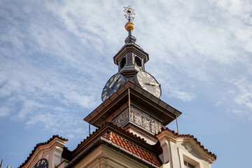 Fototapeta premium Tower of the Jewish Town Hall in the Jewish Quater in Josefov district, Prague