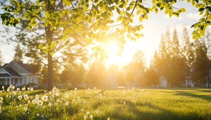 Obraz premium Sunlit Forest Glade Awash in Natures Serenity