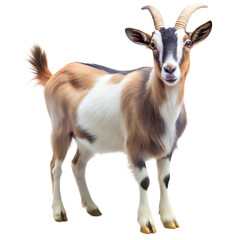 Fototapeta premium Side Profile of a White Goat on a White Background