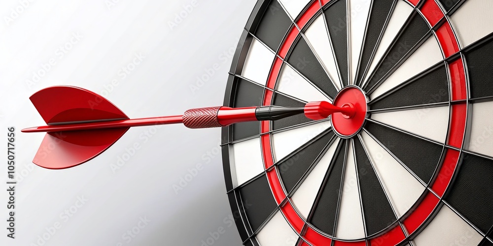 Poster target dartboard with arrow symbol for web design - black and red flat style illustration