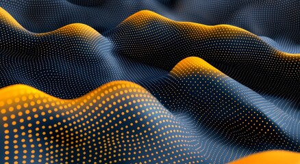 3D Abstract Background with Glowing Orange and Blue Dots