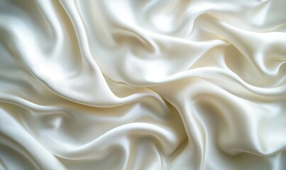 Obraz premium Elegant White Silk Fabric Wave Texture, Abstract Drapery Background for Luxury, Smooth and Flowing Textile Design Concept, Generative AI