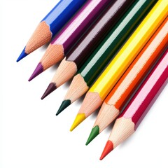 Fototapeta premium A set of colored pencils with sharp tips, lined up neatly to show their vibrant hues and clean lines