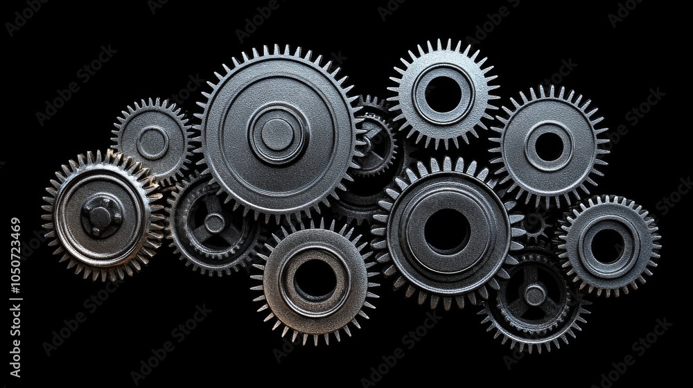 Poster A collection of gears in different sizes and shapes working together smoothly, Depicting the collaborative effort and efficiency of diverse teams, photography style