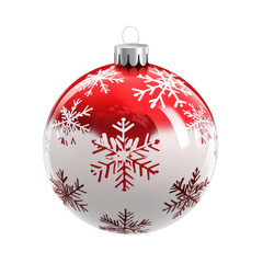 red Christmas ball with bow on white background. Generative AI