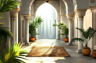 Fototapeta premium Magical Garden with Arabic Palace Architecture