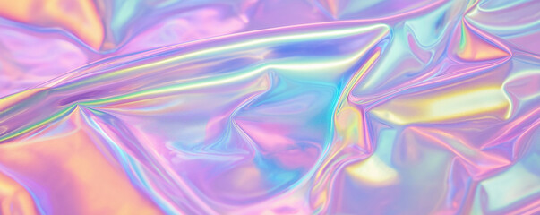 Fototapeta premium Holographic rainbow foil iridescent texture abstract hologram background, Ai
