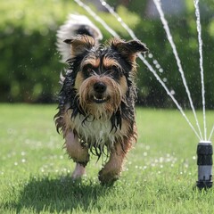 happy wet dog