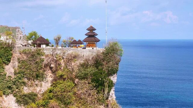 Aerial view of Uluwatu Bali landscape coast. Indonesia tourism travel destination. Bukit Peninsula, Badung Regency, Indonesia. 