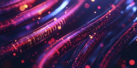 Obraz premium Abstract Glowing Cables: Futuristic Digital Art Background