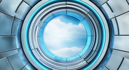 Obraz premium Circular Building with Spiral Stairs and Glass Window