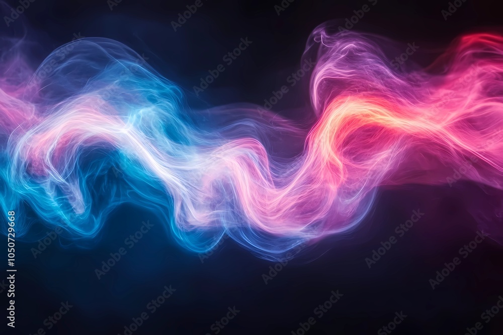 Poster colorful abstract smoke swirl pattern captures dynamic motion in a dark backdrop