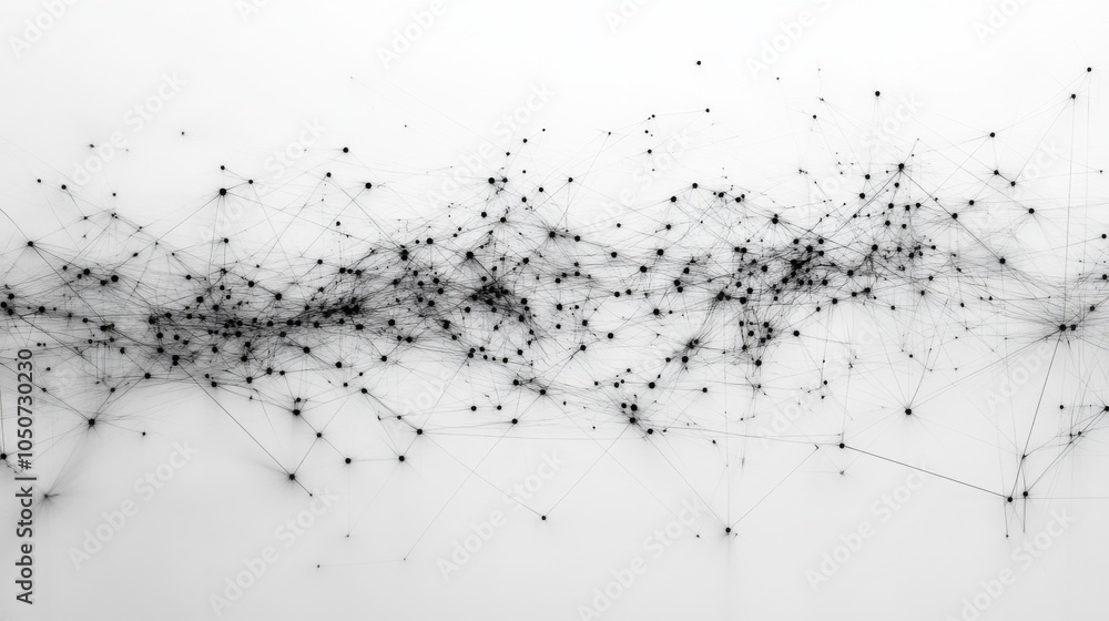 Aufkleber abstract black and white network pattern with connecting lines on a white background.